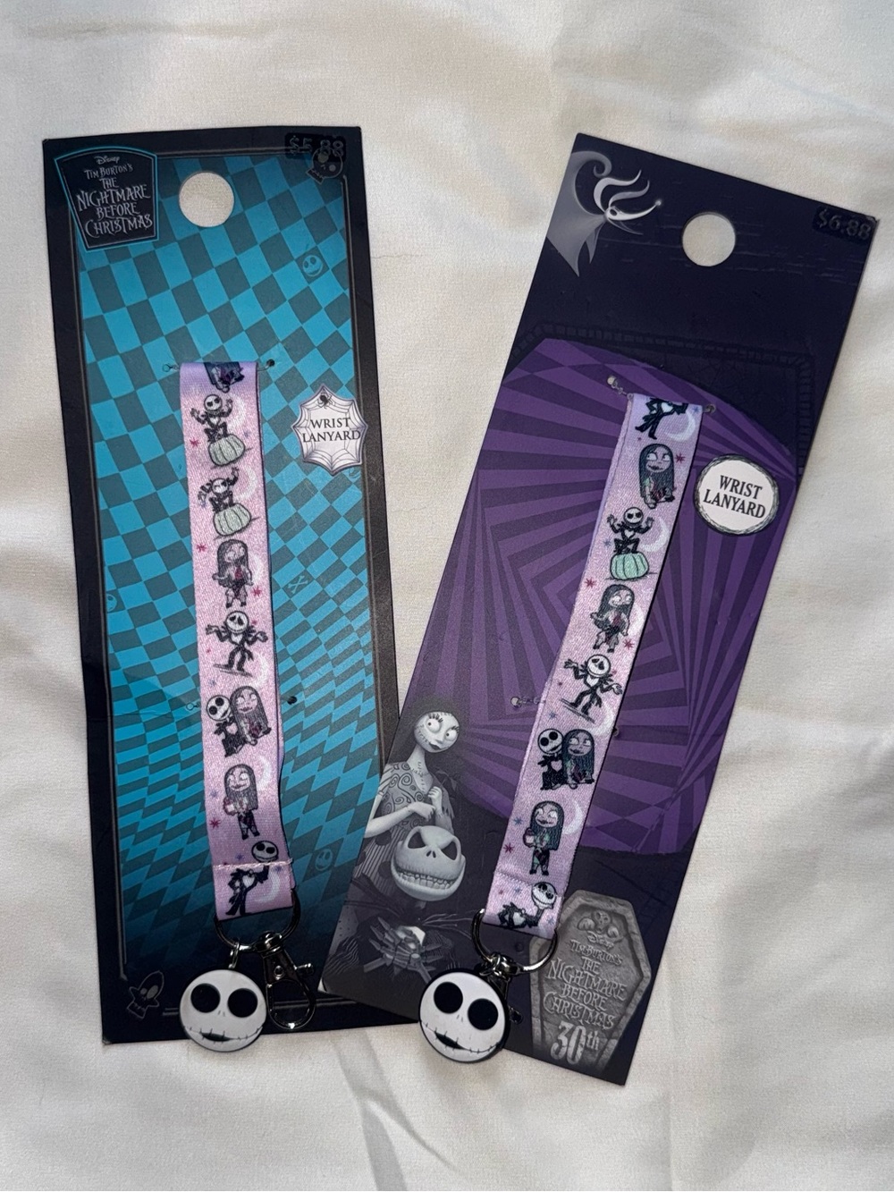 Two Nightmare Before Christmas Wrist Lanyards with Jack Skellington Charm *NEW*